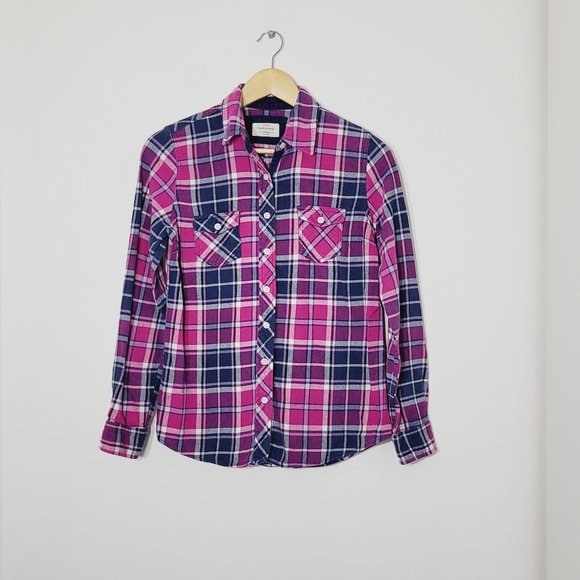 Weatherproof Tops - Weatherproof Vintage Women Pink Plaid Flannel Button Up Collared Shirt Small